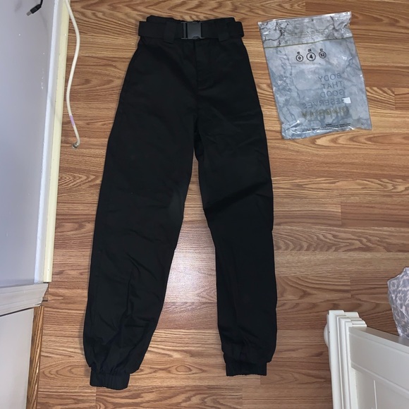 black high waisted cargo trousers